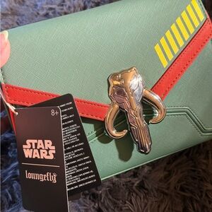 Loungefly Star Wars Green and Red Bag with Gold Emblem
